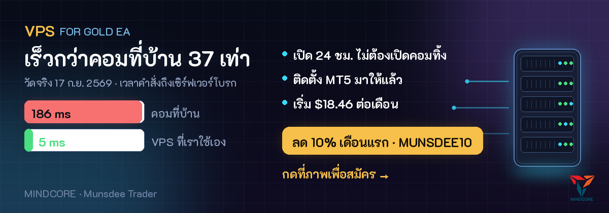 VPS สำหรับ EA ทอง เร็วกว่าคอมที่บ้าน 37 เท่า ลด 10% เดือนแรก